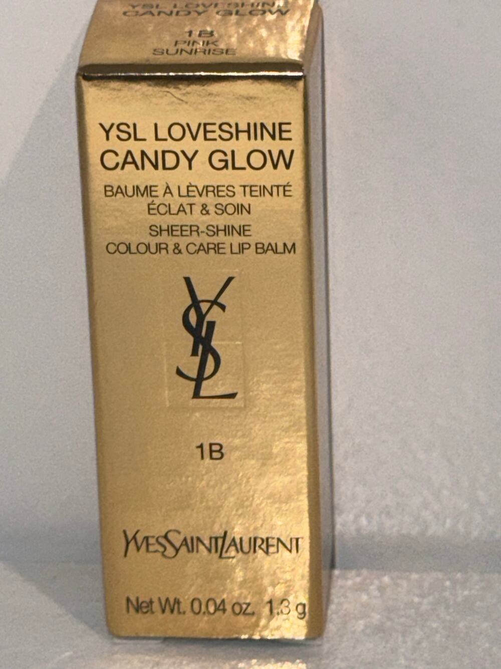 NIB YSL Loveshine Candy Glow Lip Balm 1B Pink Sunrise 1.3g / 0.04oz Travel Size